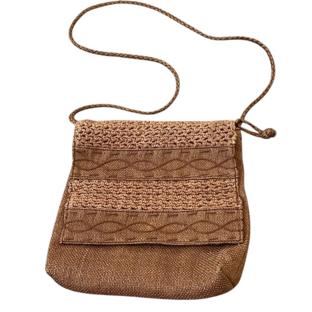 EUC Tan Neutral Straw Jute Handbag Purse‎ Satchel Hobo Hippie Vibes Crossbody